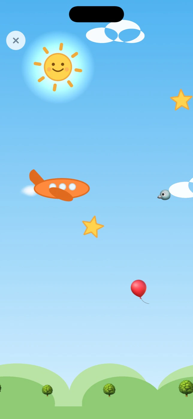 Little Plane game with a smiling sun and rolling hills