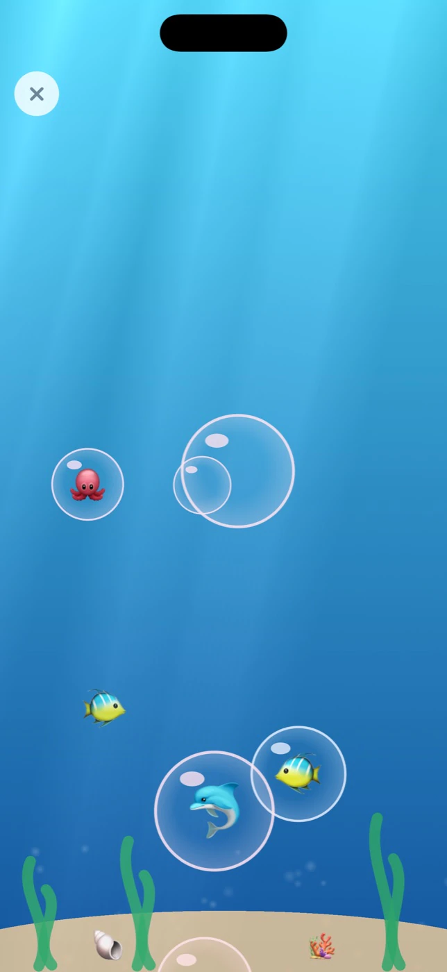 Underwater bubbles with sea creatures and light rays
