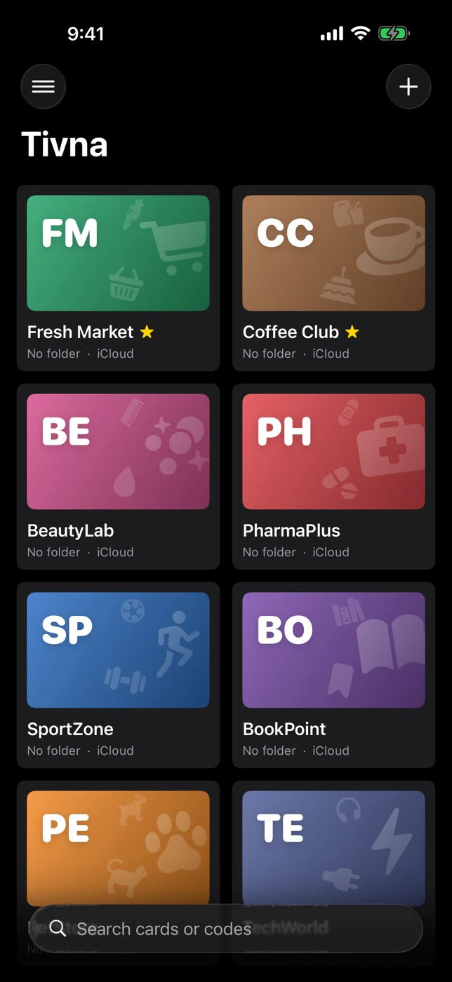 Tivna library in dark mode